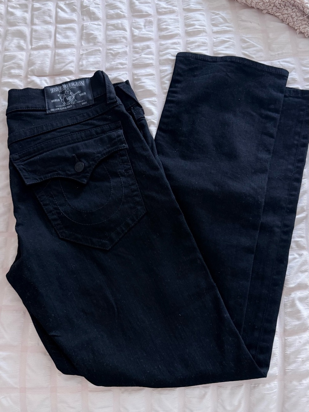 True Religion Black Straight-Leg Bottoms